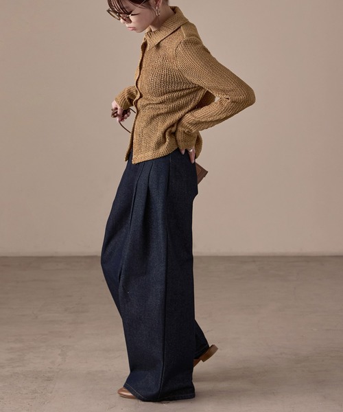 Fashion Letter(ファッションレター)の「ストレッチレース長袖シャツ(カーディガン/ボレロ・レディース・イエロー/ブラック/ホワイト/モカ・M)」の9枚目の写真