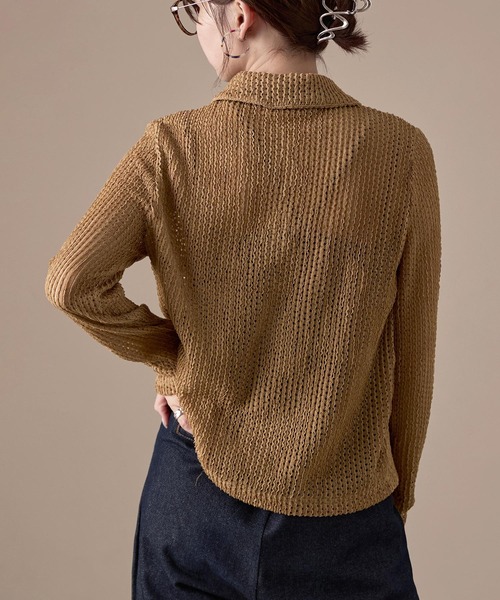 Fashion Letter(ファッションレター)の「ストレッチレース長袖シャツ(カーディガン/ボレロ・レディース・イエロー/ブラック/ホワイト/モカ・M)」の10枚目の写真