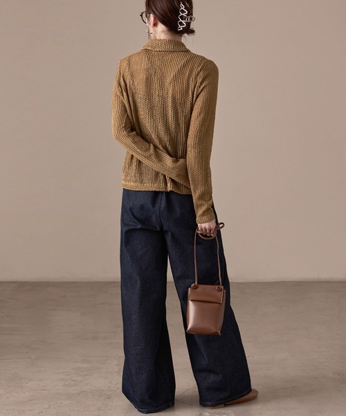 Fashion Letter(ファッションレター)の「ストレッチレース長袖シャツ(カーディガン/ボレロ・レディース・イエロー/ブラック/ホワイト/モカ・M)」の11枚目の写真
