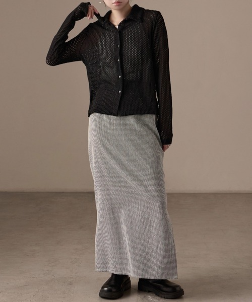 Fashion Letter(ファッションレター)の「ストレッチレース長袖シャツ(カーディガン/ボレロ・レディース・イエロー/ブラック/ホワイト/モカ・M)」の15枚目の写真
