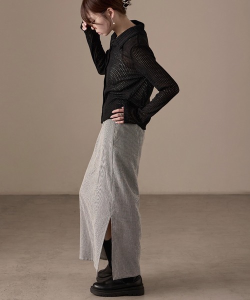Fashion Letter(ファッションレター)の「ストレッチレース長袖シャツ(カーディガン/ボレロ・レディース・イエロー/ブラック/ホワイト/モカ・M)」の17枚目の写真