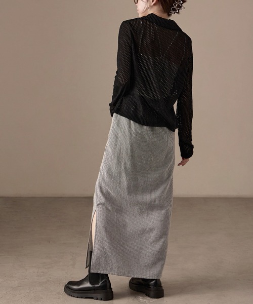 Fashion Letter(ファッションレター)の「ストレッチレース長袖シャツ(カーディガン/ボレロ・レディース・イエロー/ブラック/ホワイト/モカ・M)」の19枚目の写真