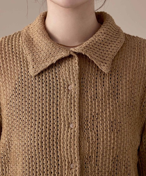 Fashion Letter(ファッションレター)の「ストレッチレース長袖シャツ(カーディガン/ボレロ・レディース・イエロー/ブラック/ホワイト/モカ・M)」の21枚目の写真