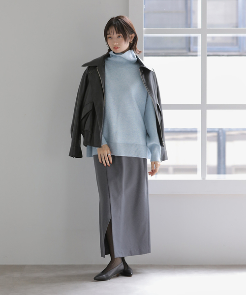 La TOTALITE(ラトータリテ)の「【洗える】ミックスカラーハイネックニット(ニット/セーター・レディース・ライトブルー/ブラック/ブラウン・FREE)」の15枚目の写真