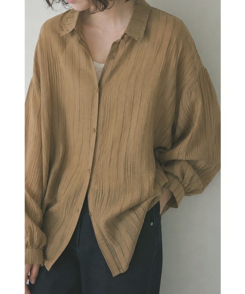 marjour（マージュール）の「SHEER CRINKLE STRIPE SHIRT（シャツ/ブラウス・レディース・ブラウン・M）」の11枚目の写真
