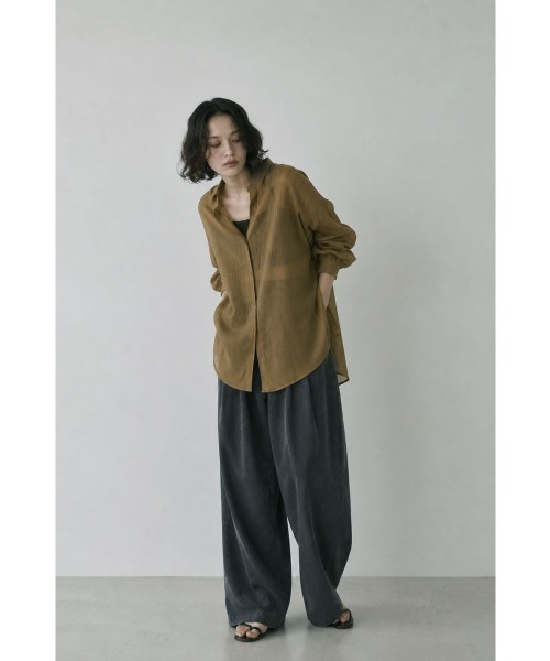 marjour（マージュール）の「SHEER CRINKLE STRIPE SHIRT（シャツ/ブラウス・レディース・ブラウン・M）」の7枚目の写真