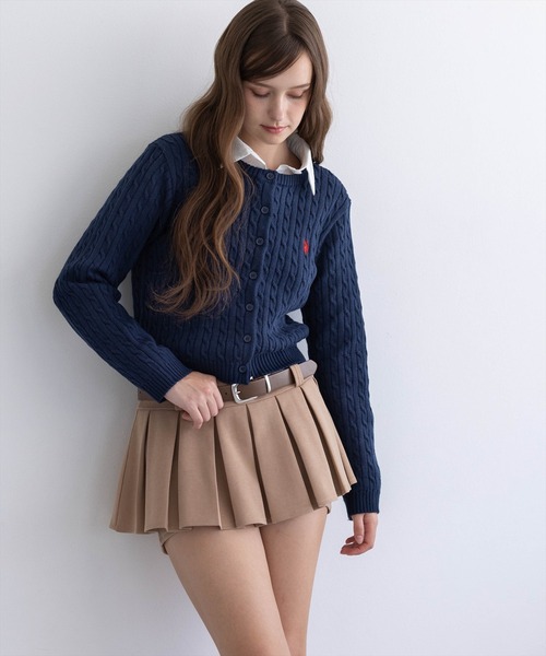 U.S. POLO ASSN.(ユーエスポロアッスン)の「【U.S. POLO ASSN.】clear 別注 ケーブルニットカーディガン(カーディガン/ボレロ・レディース・イエロー/アイボリー/ネイビー/グレー/ボルドー/ブラウン・F)」の1枚目の写真