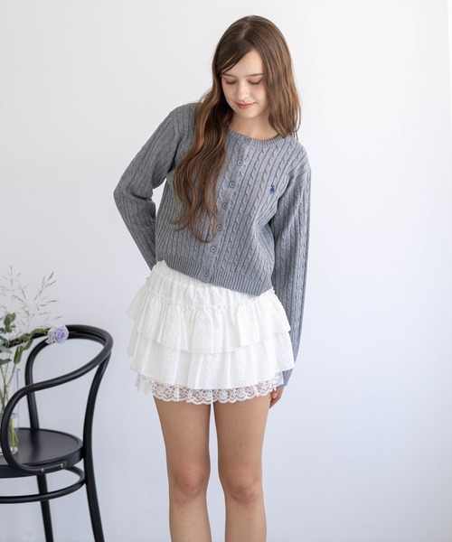 U.S. POLO ASSN.(ユーエスポロアッスン)の「【U.S. POLO ASSN.】clear 別注 ケーブルニットカーディガン(カーディガン/ボレロ・レディース・イエロー/アイボリー/ネイビー/グレー/ボルドー/ブラウン・F)」の9枚目の写真