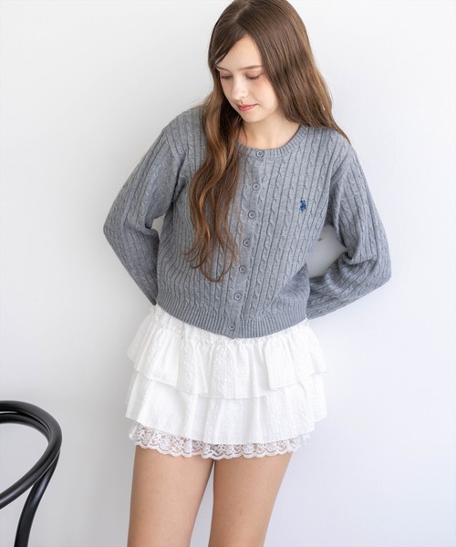 U.S. POLO ASSN.(ユーエスポロアッスン)の「【U.S. POLO ASSN.】clear 別注 ケーブルニットカーディガン(カーディガン/ボレロ・レディース・イエロー/アイボリー/ネイビー/グレー/ボルドー/ブラウン・F)」の7枚目の写真