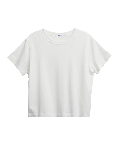 SLOWLOLLI（スローローリ）の「Daily modal crop tee_5 Colors（Tシャツ/カットソー・レディース・スカイブルー/ブラウン/アイボリー/ライトイエロー/チャコール・FREE）」の2枚目の写真