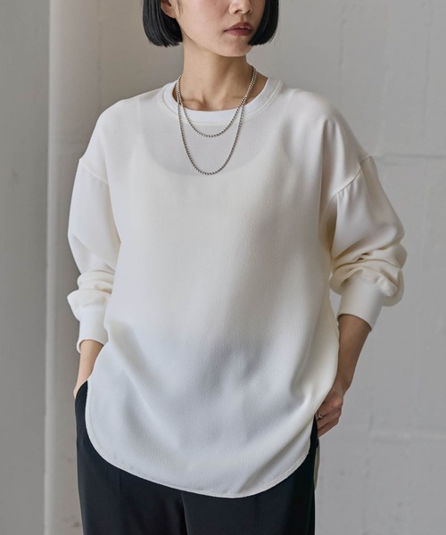 for/c(フォーシー)の「きれいめカジュアルシャツテールトップス【サスティナブル】(シャツ/ブラウス・レディース・ブラック/オフホワイト・M/L/LL)」の12枚目の写真