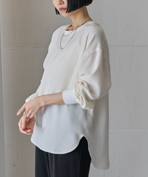 for/c(フォーシー)の「きれいめカジュアルシャツテールトップス【サスティナブル】(シャツ/ブラウス・レディース・ブラック/オフホワイト・M/L/LL)」の15枚目の写真