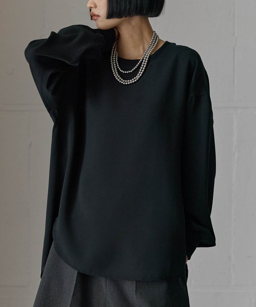 for/c(フォーシー)の「きれいめカジュアルシャツテールトップス【サスティナブル】(シャツ/ブラウス・レディース・ブラック/オフホワイト・M/L/LL)」の5枚目の写真