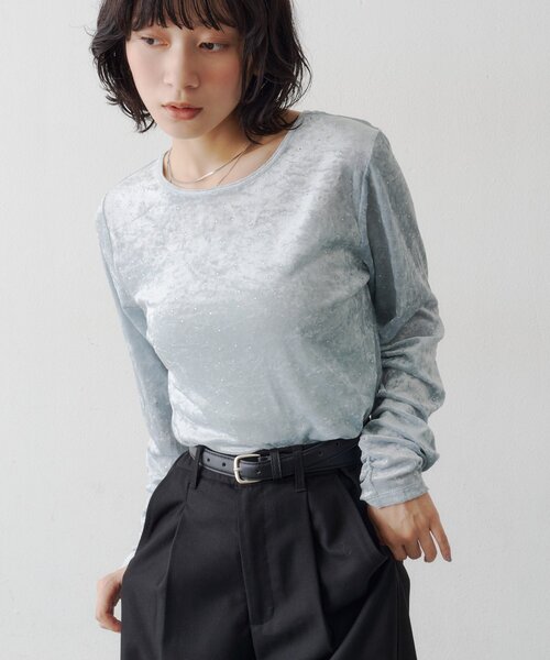Kastane(カスタネ)の「【9.19(土)0:00発売/WEB限定】スタッズベロアプルオーバー(Tシャツ/カットソー・レディース・サックスブルー/アイボリー/ブラック・FREE)」の19枚目の写真