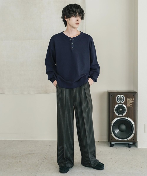 Rocky Monroe(ロッキーモンロー)の「リラックスフィット多機能ヘンリーネックニット 抗菌防臭 ストレッチ マシンウォッシャブル(ニット/セーター・メンズ・カーキ/ブラック/オフホワイト/ブラック系/グレー/ブラウン/ネイビー/チャコール・M/XL/L)」の13枚目の写真