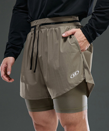 SYMBOL B ACTIVE 2 IN 1 SHORTS [BEIGE]