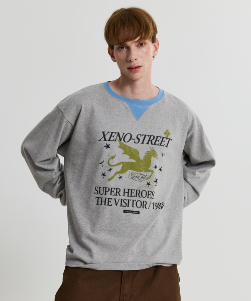 HOODHOOD(フッドフッド)の「XENO STREET 配色ロングスリーブ グレー(Tシャツ/カットソー・レディース・その他・1/2)」の4枚目の写真