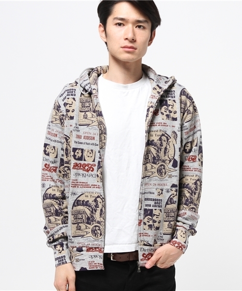 HYSTERIC GLAMOUR(ヒステリックグラマー)の「Courtney Love/OPEN24H総柄 PK(パーカー・メンズ・グレー系その他/ブラック系その他・SMALL/MEDIUM/LARGE)」の9枚目の写真