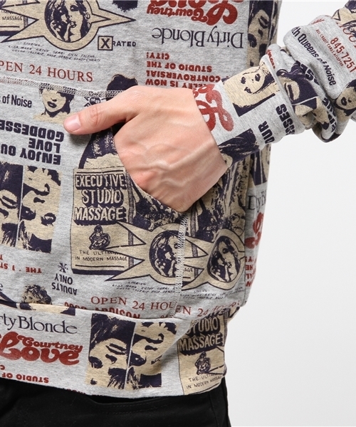 HYSTERIC GLAMOUR(ヒステリックグラマー)の「Courtney Love/OPEN24H総柄 PK(パーカー・メンズ・グレー系その他/ブラック系その他・SMALL/MEDIUM/LARGE)」の11枚目の写真
