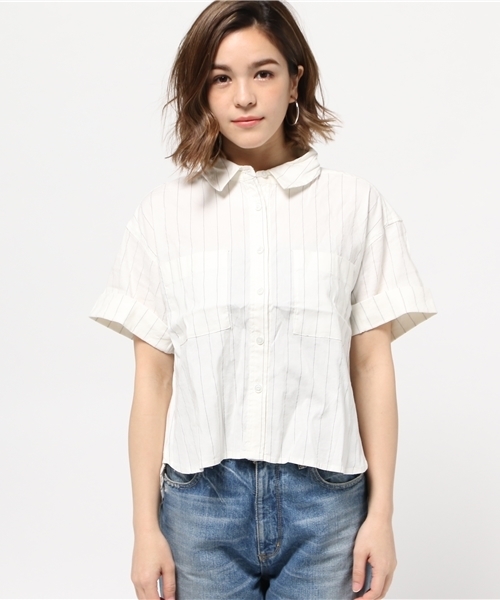 AZUL ENCANTO(アズールエンカント)の「ストライプショートスリーブシャツ(シャツ/ブラウス・レディース・ホワイト系その他/ブラック系その他・SMALL/MEDIUM)」の3枚目の写真