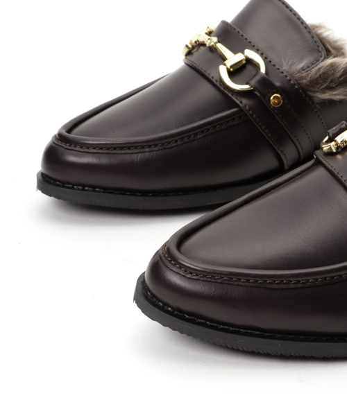 Re:EDIT（リエディ）の「ファー付きバブーシュ/フラットシューズ[Re:EDIT/リエディ]（ローファー・レディース・ダークブラウン/ブラック/ワイン・SMALL/LARGE/MEDIUM/X-LARGE）」の8枚目の写真