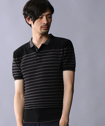 スレッドボーダー半袖ポロシャツ