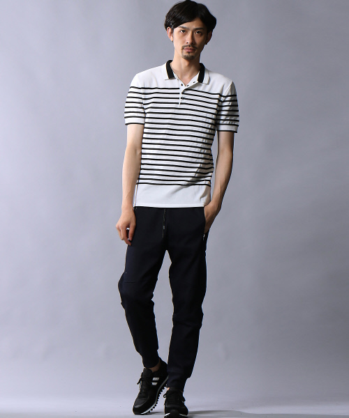 5351 POUR LES HOMMES(ゴーサンゴーイチプールオム)の「スレッドボーダー半袖ポロシャツ(ポロシャツ・メンズ・ブラック/ホワイト×ブラック・48/46/44)」の12枚目の写真