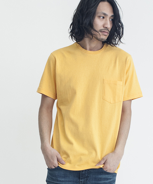 NO ID.(ノーアイディ)の「mt4461-C天竺C-N-T Tシャツ(Tシャツ/カットソー・メンズ・ホワイト/グリーン/ブルー/ネイビー/イエロー/ピンク・1/2)」の5枚目の写真