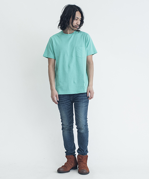 NO ID.(ノーアイディ)の「mt4461-C天竺C-N-T Tシャツ(Tシャツ/カットソー・メンズ・ホワイト/グリーン/ブルー/ネイビー/イエロー/ピンク・1/2)」の20枚目の写真