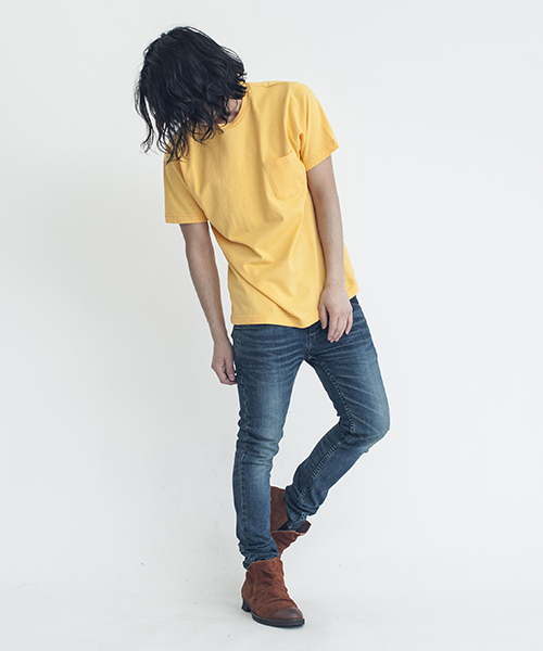 NO ID.(ノーアイディ)の「mt4461-C天竺C-N-T Tシャツ(Tシャツ/カットソー・メンズ・ホワイト/グリーン/ブルー/ネイビー/イエロー/ピンク・1/2)」の12枚目の写真