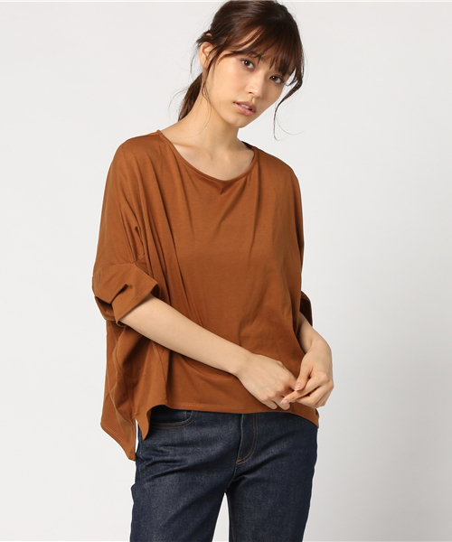 earth music&ecology（アースミュージックアンドエコロジー）の「・バンザイスリーブプルオーバー（Tシャツ/カットソー・レディース・キャメル/杢グレー/ネイビー/アイボリー・FREE）」の12枚目の写真