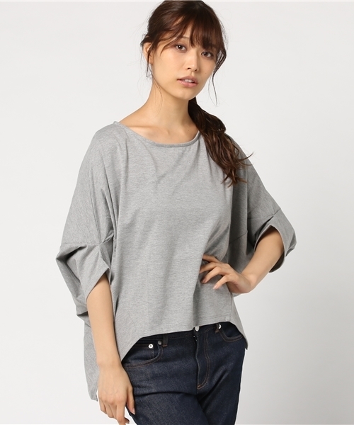 earth music&ecology（アースミュージックアンドエコロジー）の「・バンザイスリーブプルオーバー（Tシャツ/カットソー・レディース・キャメル/杢グレー/ネイビー/アイボリー・FREE）」の3枚目の写真