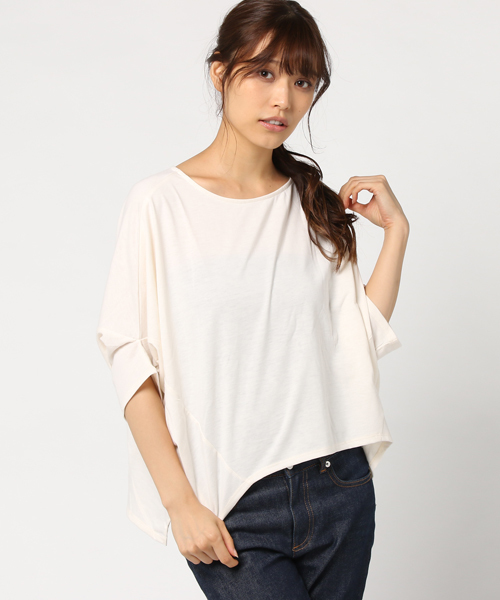 earth music&ecology（アースミュージックアンドエコロジー）の「・バンザイスリーブプルオーバー（Tシャツ/カットソー・レディース・キャメル/杢グレー/ネイビー/アイボリー・FREE）」の2枚目の写真