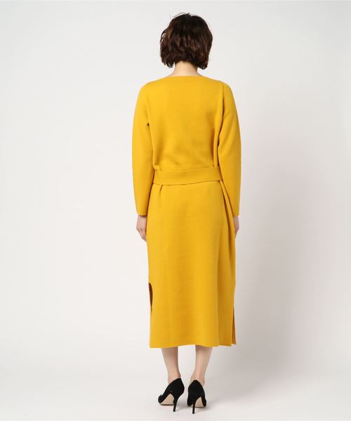 Liesse（リエス）の「ベルト付きボートネックニットワンピース（ワンピース・レディース・スミクロ/アイボリー/マスタード・FREE）」の5枚目の写真