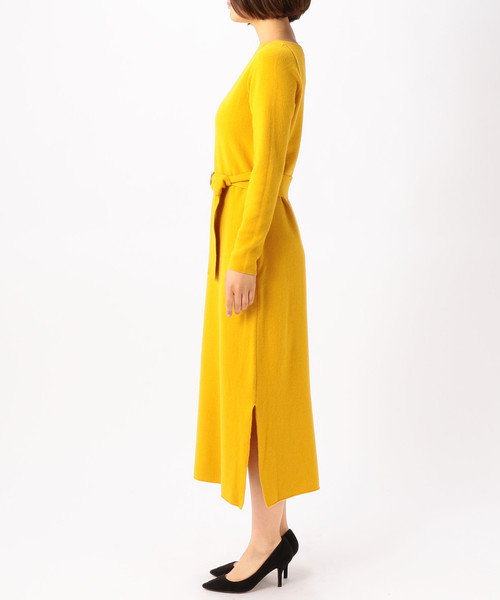 Liesse（リエス）の「ベルト付きボートネックニットワンピース（ワンピース・レディース・スミクロ/アイボリー/マスタード・FREE）」の15枚目の写真