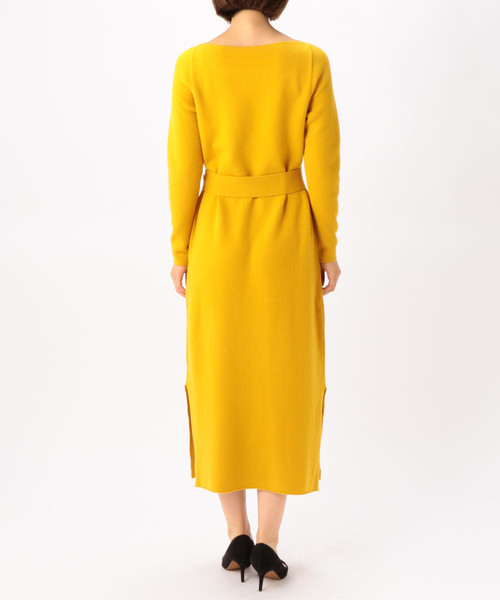 Liesse（リエス）の「ベルト付きボートネックニットワンピース（ワンピース・レディース・スミクロ/アイボリー/マスタード・FREE）」の14枚目の写真