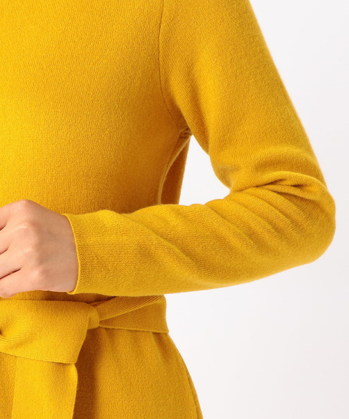 Liesse（リエス）の「ベルト付きボートネックニットワンピース（ワンピース・レディース・スミクロ/アイボリー/マスタード・FREE）」の12枚目の写真