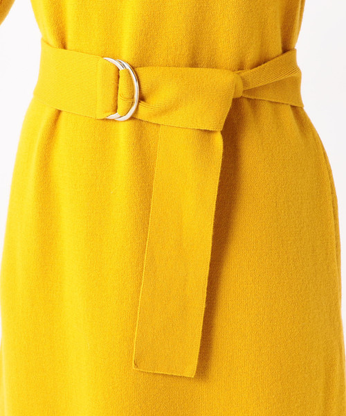 Liesse（リエス）の「ベルト付きボートネックニットワンピース（ワンピース・レディース・スミクロ/アイボリー/マスタード・FREE）」の11枚目の写真