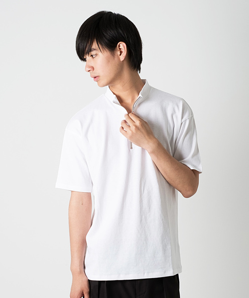 FUGA(フーガ)の「ハーフZIPカットソー/TEE(Tシャツ/カットソー・メンズ・ホワイト/ブラック・M/L)」の3枚目の写真