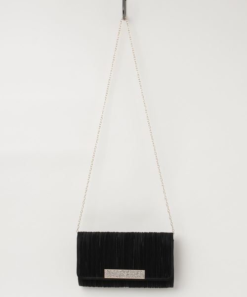 STYLEBLOCK(スタイルブロック)の「ゴールドチェーン付サテンパーティークラッチバッグ(クラッチバッグ・レディース・ブラック/ネイビー/グレー/ピンク/シャンパン・FREE)」の2枚目の写真