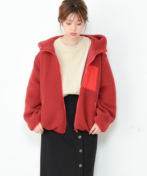 natural couture(ナチュラルクチュール)の「ボアフードブルゾン(ブルゾン・レディース・アイボリー/ブラック/ピンク/レッド・FREE)」の15枚目の写真