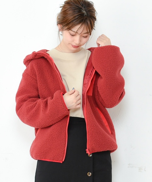 natural couture(ナチュラルクチュール)の「ボアフードブルゾン(ブルゾン・レディース・アイボリー/ブラック/ピンク/レッド・FREE)」の16枚目の写真