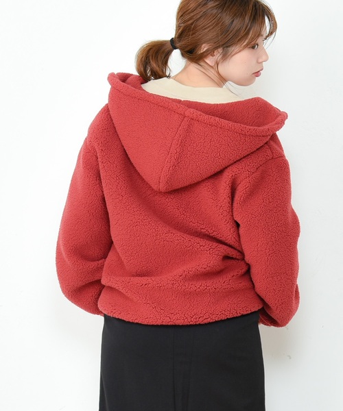 natural couture(ナチュラルクチュール)の「ボアフードブルゾン(ブルゾン・レディース・アイボリー/ブラック/ピンク/レッド・FREE)」の17枚目の写真