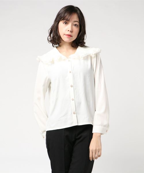 新品 axesfemme kawai 長袖 リボン ブラウス プリーツ 襟 紫 新品 axesfemme kawai 長袖 リボン ブラウス プリーツ 襟 紫