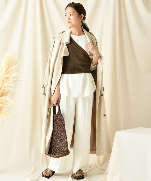 DouDou（ドゥドゥ）の「ワンショルニットビスチェ（ベスト・レディース・ベージュ/ブラウン・FREE）」の11枚目の写真