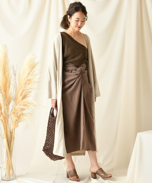 DouDou（ドゥドゥ）の「ワンショルニットビスチェ（ベスト・レディース・ベージュ/ブラウン・FREE）」の12枚目の写真