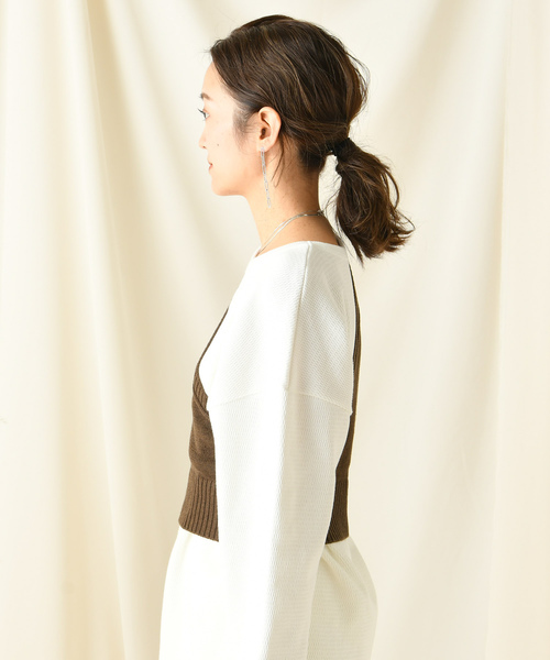 DouDou（ドゥドゥ）の「ワンショルニットビスチェ（ベスト・レディース・ベージュ/ブラウン・FREE）」の17枚目の写真