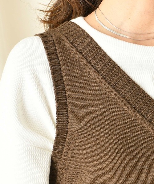 DouDou（ドゥドゥ）の「ワンショルニットビスチェ（ベスト・レディース・ベージュ/ブラウン・FREE）」の19枚目の写真