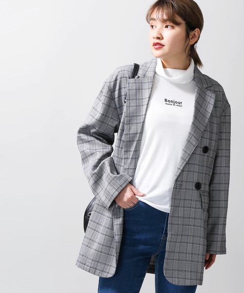 WEGO(ウィゴー)の「WEGO/【セットアップ対応商品】チェックビッグシルエットジャケット(テーラードジャケット・レディース・グレー系その他2/オレンジ系その他3・FREE)」の2枚目の写真