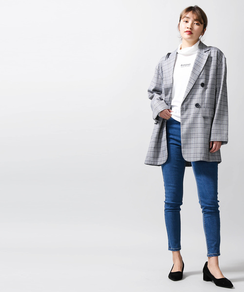 WEGO(ウィゴー)の「WEGO/【セットアップ対応商品】チェックビッグシルエットジャケット(テーラードジャケット・レディース・グレー系その他2/オレンジ系その他3・FREE)」の14枚目の写真